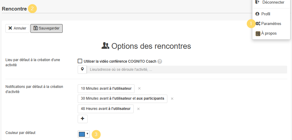 Changer la couleur par défaut d'une activité dans Cognito Coach.