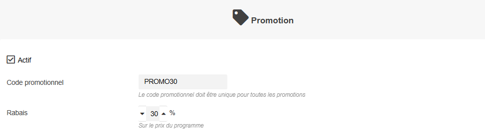 Code promotionnel dans Cognito App