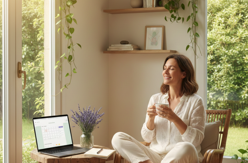 thérapeute heureuse, zen