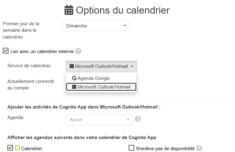 Cognito App, synchronisation des agendas et calendriers.